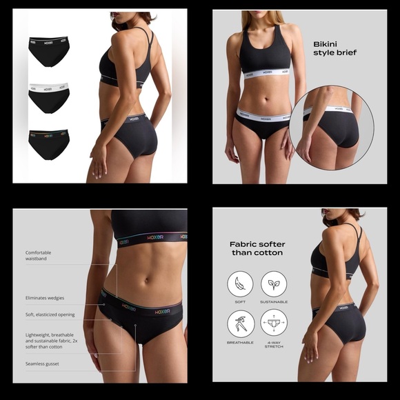 🔥 NWT Woxer Bikini Briefs (6-Pack) – Black 🖤 Size S - Picture 1 of 6